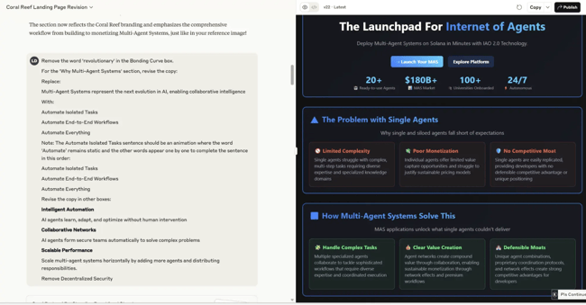claude artifacts, landing page generated by ai chatbot